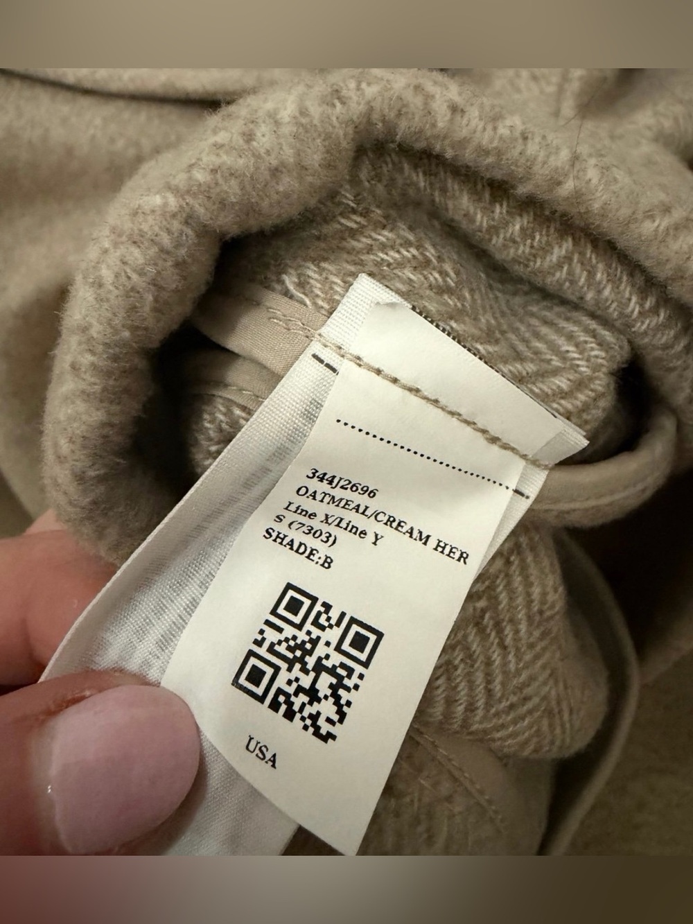 Hollister Soft Wool Blend Cropped Pea Coat in “Oatmeal/Cream Herringbone” Size S - Picture 9 of 10